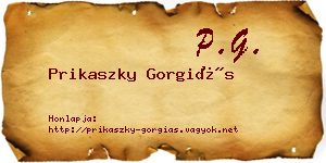 Prikaszky Gorgiás névjegykártya